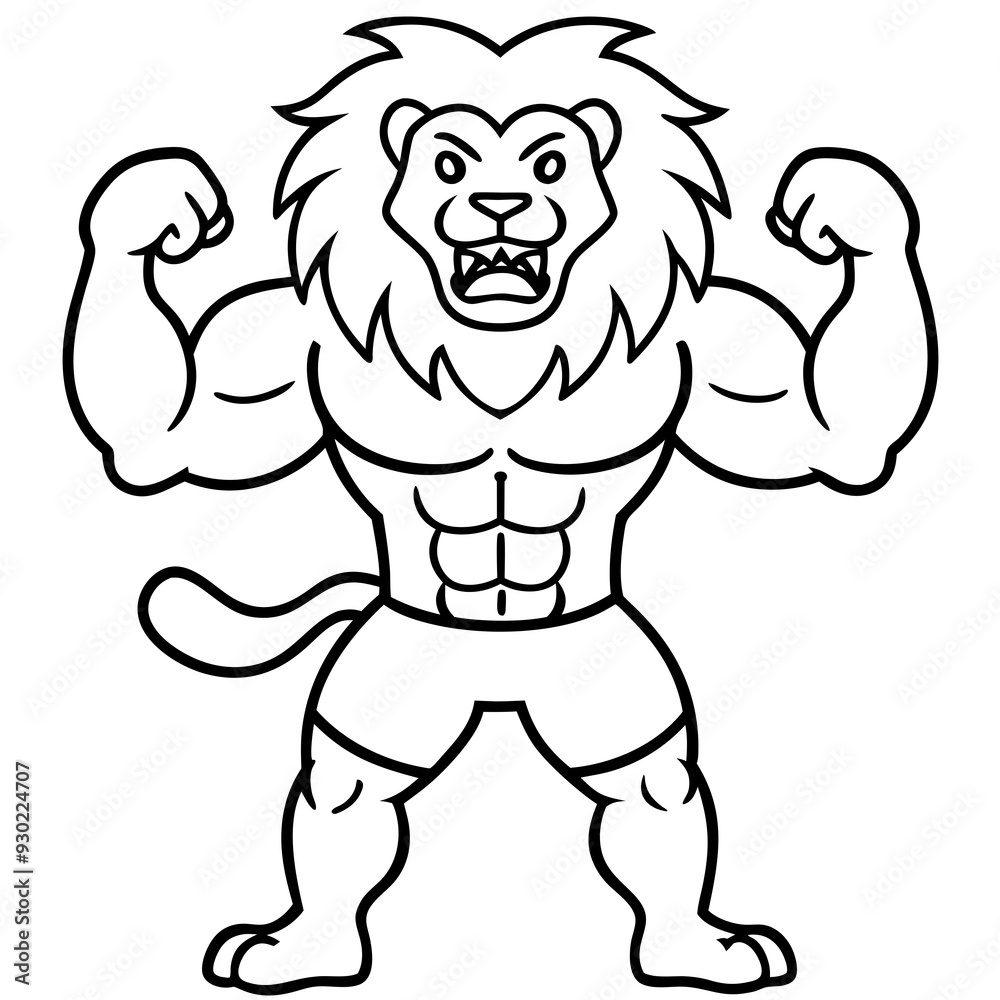 Obraz premium A ferocious lion athlete posing art vector illustration