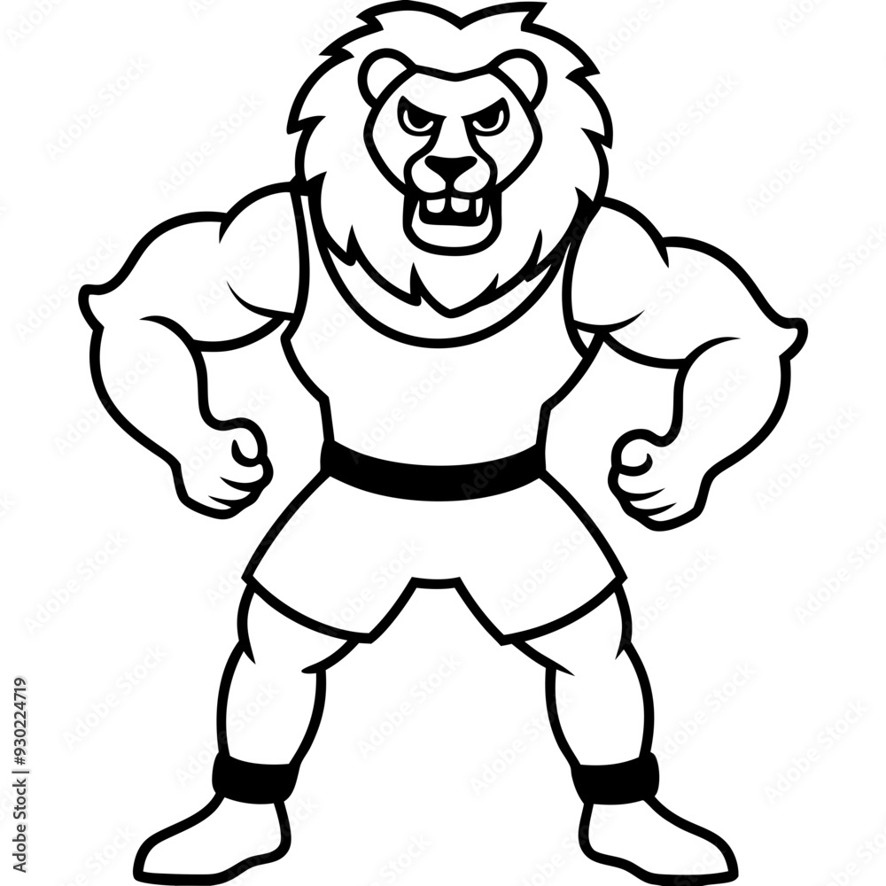 A ferocious lion athlete posing art vector illustration A ferocious lion athlete posing art vector illustration