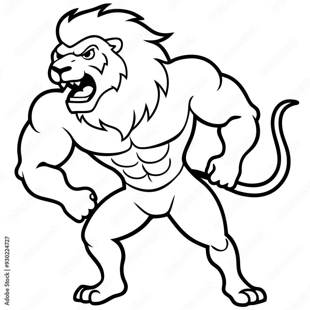 Fototapeta premium A ferocious lion athlete posing art vector illustration