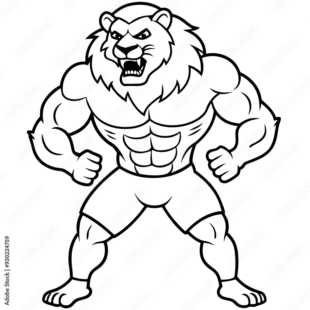 A ferocious lion athlete posing art vector illustration A ferocious lion athlete posing art vector illustration