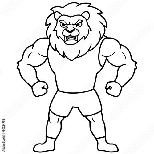 A ferocious lion athlete posing art vector illustration