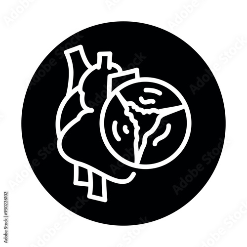 Valvular heart disease black line icon.