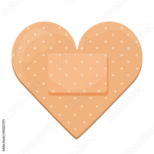Band aid medical plaster strip. Breathable bandaids set. Firs aid tape, heart shape . Bandaid isolated on white background