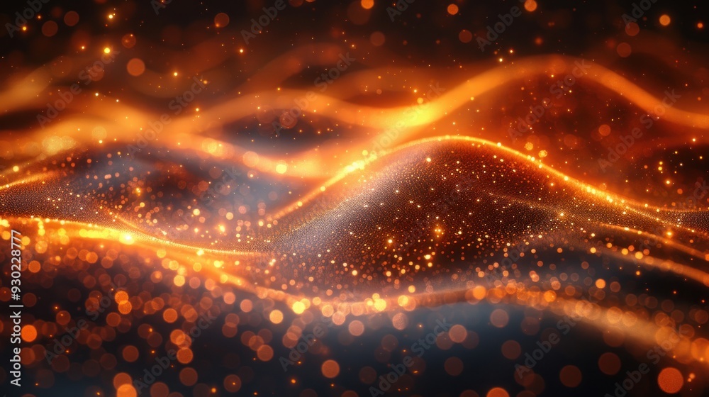 Naklejka premium Golden Sparkle Waves Abstract Background