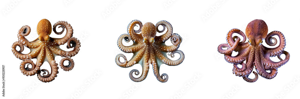 Fototapeta premium Set of Octopus isolated on a transparent background