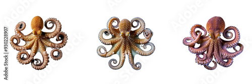 Set of Octopus isolated on a transparent background