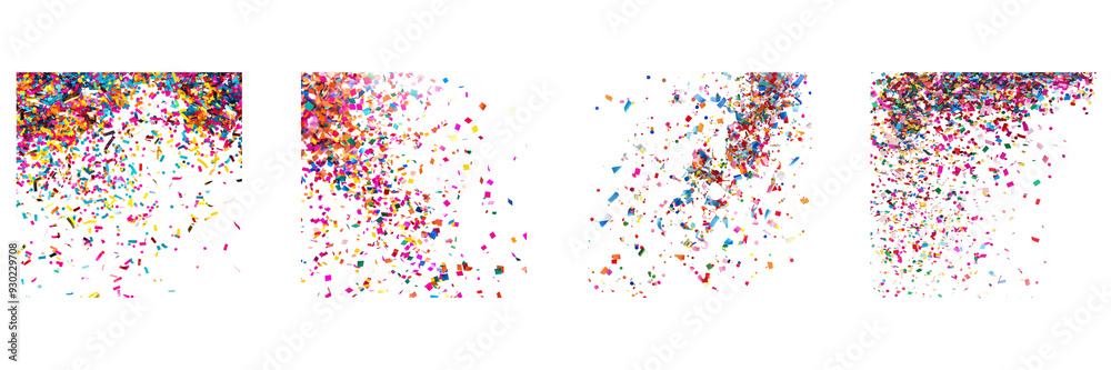 Fototapeta premium Set of Flying colorful confetti in the air isolated on a transparent background