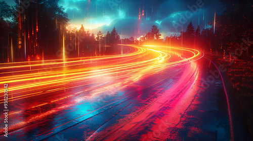 Red and Blue Light Trails