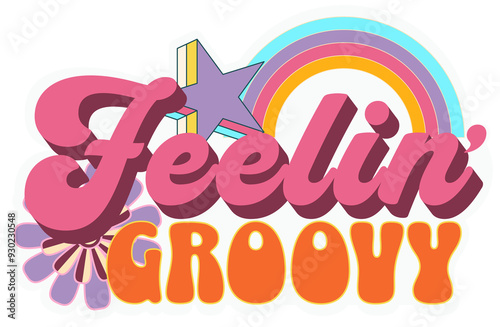 feelin groovy - Aesthetic Retro Sticker Set Vintage Y2K Style Graphic photo