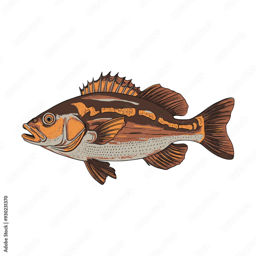Fototapeta premium Cartoon Fish full vector art illustration with pure white background