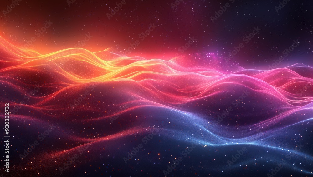 Fototapeta premium Abstract Cosmic Landscape with Glowing Waves