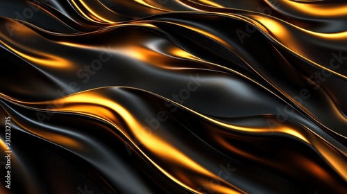 3D abstract wallpaper. Three-dimensional dark golden and black background. golden wallpaper. Black and gold background , ai