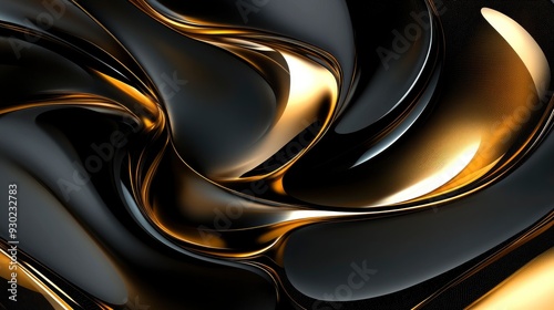 3D abstract wallpaper. Three-dimensional dark golden and black background. golden wallpaper. Black and gold background , ai