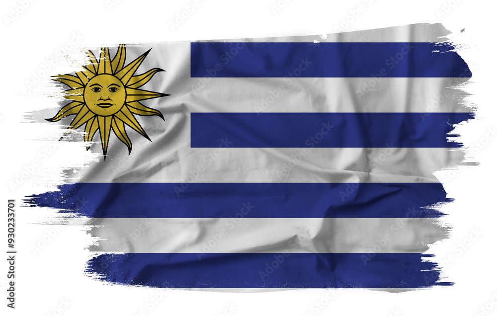 Obraz premium Flag of Uruguay in brush stroke background 