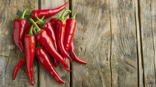 Bright Red Fresno Peppers on Rustic Wood