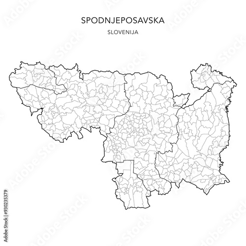 Administrative Map of the Lower Sava Statistical Region (Spodnjeposavska) with Municipalities (Občine) and Settlements (Naselja) as of 2024 - Slovenia - Vector Map