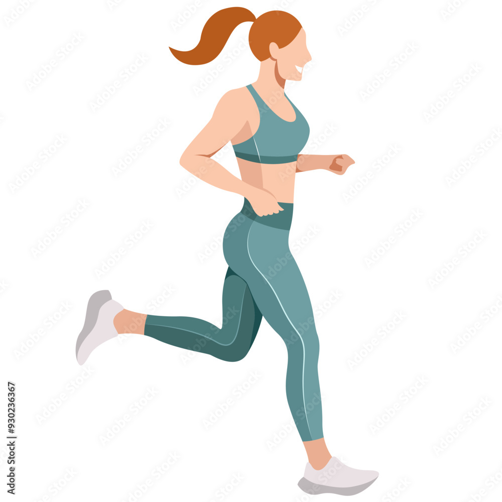 vector realistic image of a slim girl in a sports uniform (leggings and a sports bra) is engaged in fitness, sports, trains isolated on a white background. the woman is running. morning run. jogging. vector realistic image of a slim girl in a sports uniform (leggings and a sports bra) is engaged in fitness, sports, trains isolated on a white background. the woman is running. morning run. jogging.