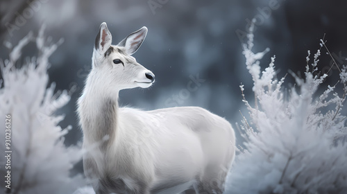 White Deer in the Snow