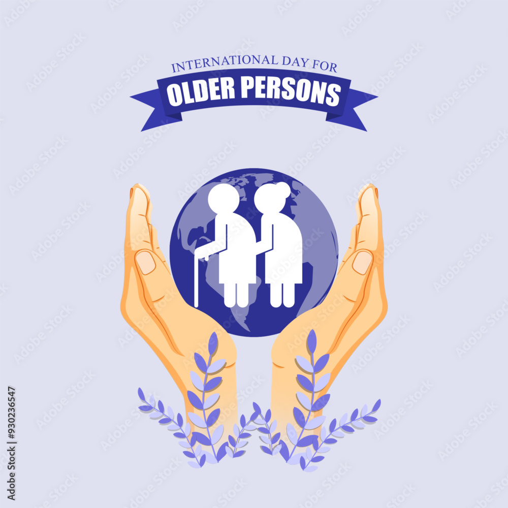Fototapeta premium Vector illustration of International Day for Older Persons social media feed template