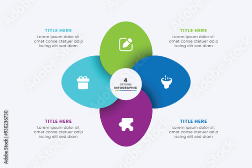 Business Circle chart infographic template design. Timeline concept with 4 steps. Can be used for presentations, workflow layout, diagram, banner, web design, Vector illustration.