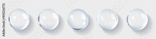 Hyaluronic acid  bubbles. Collagen clear drops. Cosmetic serum. Skincare product. Vector illustration