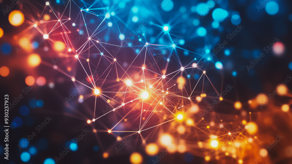 Abstract business connection of lines from nodes It is connected to endless nodes and represents the innovation of communication in the network. Abstract business connection of lines from nodes It is connected to endless nodes and represents the innovation of communication in the network.
