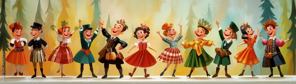 Oktoberfest fun in 1960s cartoon style, lively characters in traditional German clothing, vibrant and cheerful colors Oktoberfest fun in 1960s cartoon style, lively characters in traditional German clothing, vibrant and cheerful colors