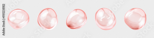 Collagen serum bubbles. Cosmetic essence drops. Concept skincare cosmetics solution. Vector realistic illustration