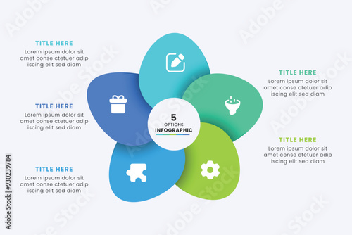 Business Circle chart infographic template design. Timeline concept with 5 steps. Can be used for presentations, workflow layout, diagram, banner, web design, Vector illustration.