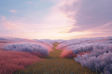Leinwandbilder Purpur Dreamscapes colorful grass filed landscape outdoors nature flower.  © Rawpixel.com