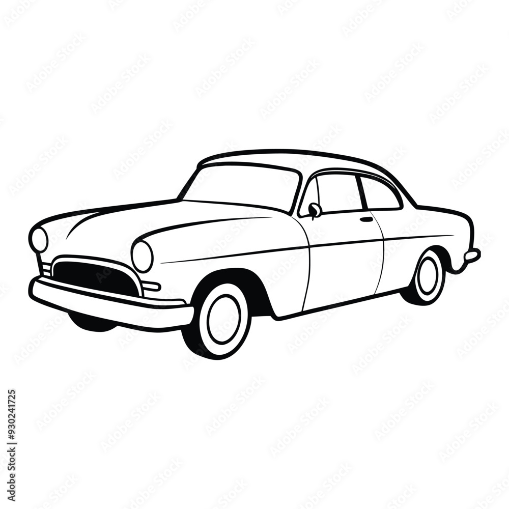 Obraz premium Car Drawing Silhouette Outline Design Vector Illustration Clipart Eps