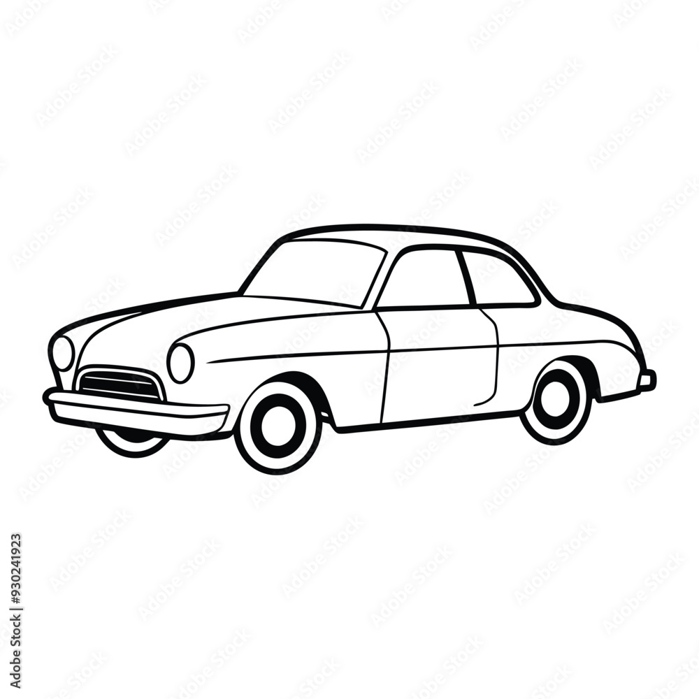 Car Drawing Silhouette Outline Design Vector Illustration Clipart Eps 