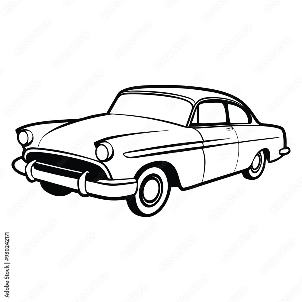 Obraz premium Car Drawing Silhouette Outline Design Vector Illustration Clipart Eps