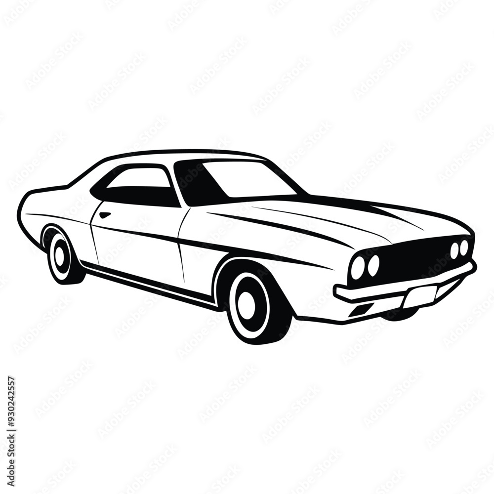 Obraz premium Car Drawing Silhouette Outline Design Vector Illustration Clipart Eps