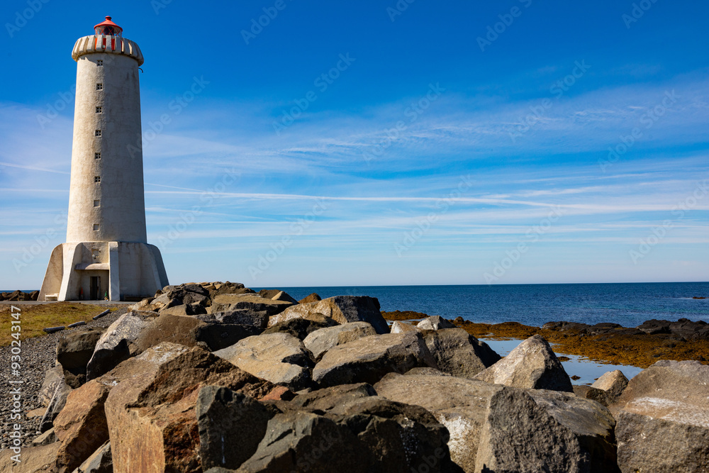 Obraz premium Old Akranes Lighthouses, Akranes, Iceland