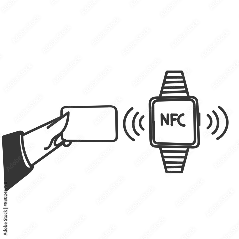 doodle nfc device transaction related device icon in drawn style doodle nfc device transaction related device icon in drawn style