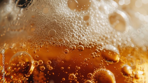 beer with foam close-up.