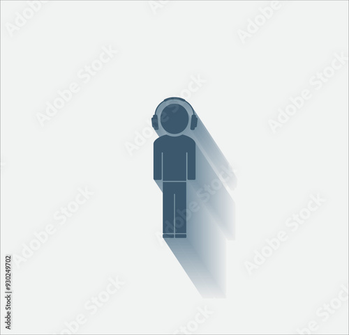 Vector dark color icon with shadow on light backghround