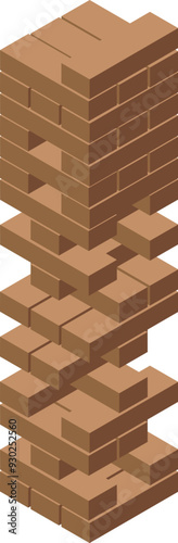 Tall tower of wooden blocks is balancing precariously, suggesting a game of skill and strategy