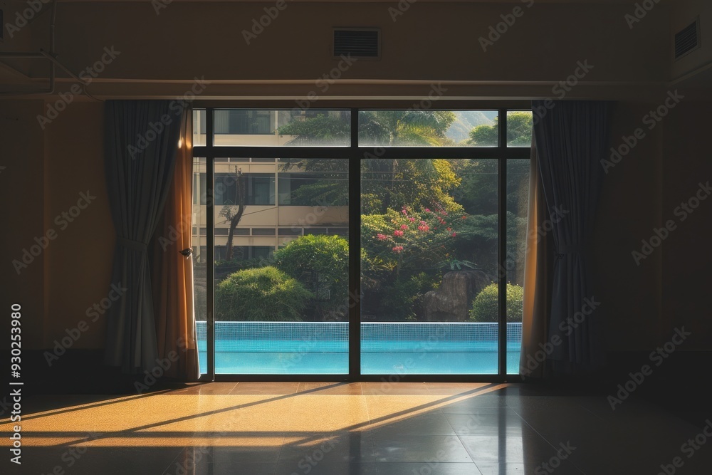 Fototapeta premium Window see swimming pool door room architecture.
