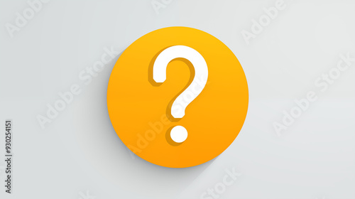 white question mark icon with a vibrant orange circle, contrasting with the white background.