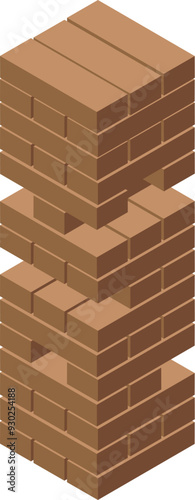 Tall tower of wooden blocks is balancing precariously, with some blocks removed, creating a sense of tension and anticipation