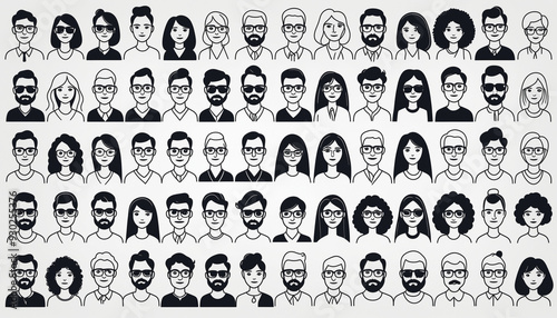 Illustration icône portrait personnes diversité avatar photo profil. photo