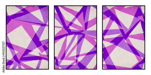 Set of 3 Abstract illustration in vintage style. For use in graphics, for wall decor.