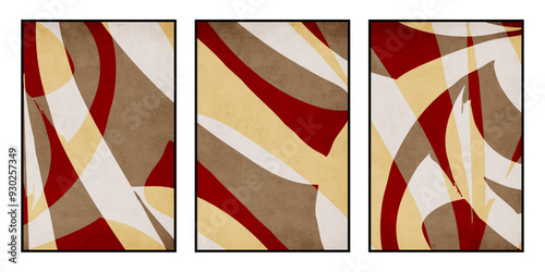 Set of 3 Abstract illustration in vintage style. For use in graphics, for wall decor.