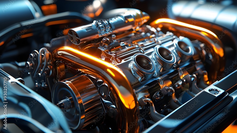 High-Tech Racing Car Engine Showcasing Speed and Innovative Motorsport Engineering High-Tech Racing Car Engine Showcasing Speed and Innovative Motorsport Engineering