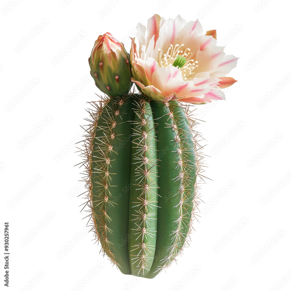 Naklejka premium Blooming Cactus Flower Isolated on Transparent Background, Ideal for Desert-Themed Decor and Botanical Illustrations