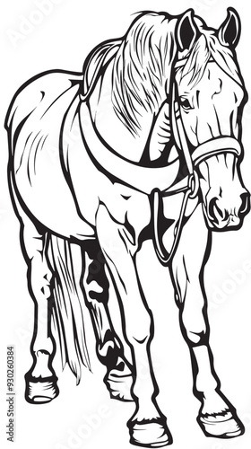 Draft horse simple outline stock illustration vector