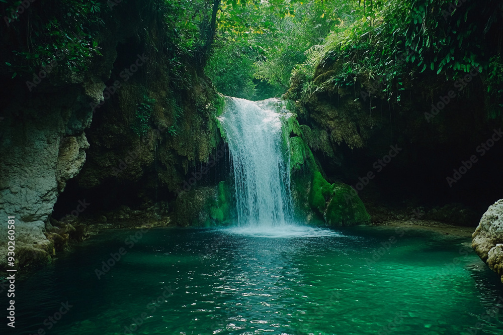 Naklejka premium Hidden Waterfall in a Jungle Landscapes