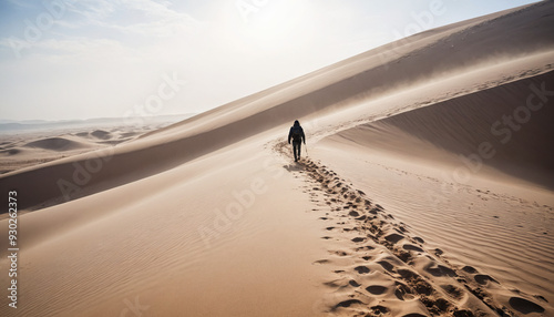 Sand Dunes Lost in Foggy Winter: The Adventurer's Transit Enveloped in Landslide